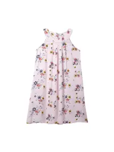Cub McPaws Girls Pink & Coral Floral Printed A-Line Dress