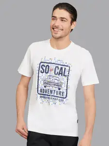 Beverly Hills Polo Club Men White & Blue Typography Printed T-shirt