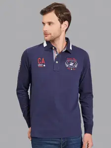 Beverly Hills Polo Club Men Navy Blue & Red Polo Collar T-shirt
