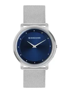GIORDANO Men Blue Dial & Silver Toned Bracelet Style Straps Watch - GD4056-33-Blue