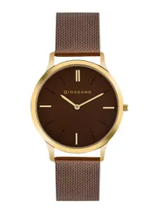 GIORDANO Men Brown Dial & Brown Bracelet Style Straps Analogue Watch - GD4060-33-Brown