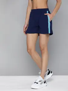 HRX By Hrithik Roshan Women Blue Rapid-Dry colourblock Sports Shorts