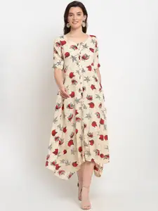 Lovely Lady Lovely Lady Cream-Coloured Floral Maxi Midi Dress