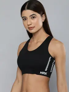 HRX By Hrithik Roshan Women Black Rapid-Dry Solid Running Sports Bra