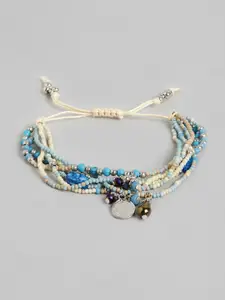 RICHEERA Women Blue & Silver-Toned Silver-Plated Multistrand Bracelet