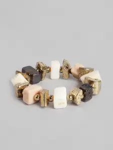 RICHEERA Women Off White & Gold-Toned Charm Bracelet
