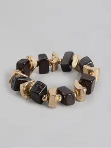 RICHEERA Women Black & Gold-Toned Gold-Plated Charm Bracelet