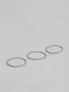 RICHEERA Women Set of 3 Silver-Toned Silver-Plated Elasticated Bracelet