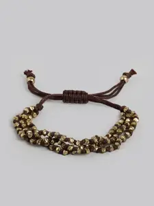 RICHEERA Women Brown & Gold-Plated Wraparound Bracelet