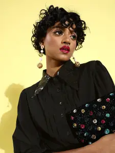 Rare Women Stylish Black Embellished Dress