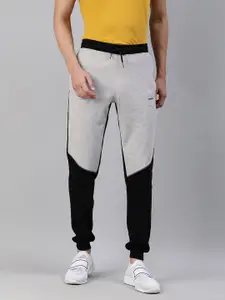 TOM BURG Men Black & Grey Colourblocked Sports Track Pants