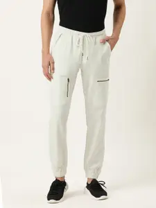 IVOC Men White Slim Fit Joggers Trousers