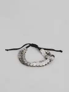 RICHEERA Women Silver-Toned & Black Charm Bracelet