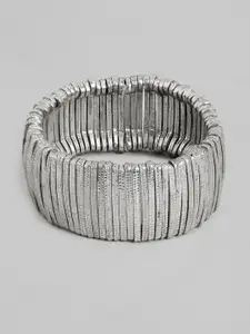 RICHEERA Women Silver-Toned Silver-Plated Cuff Bracelet
