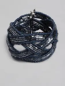 RICHEERA Women Navy Blue & Black Cuff Bracelet