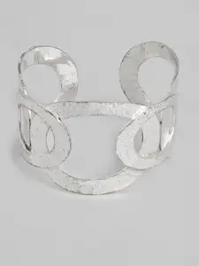 RICHEERA Women Silver-Toned Silver-Plated Cuff Bracelet