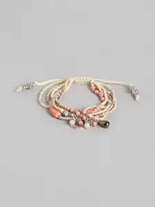 RICHEERA Women Pink & Silver-TonedWraparound Bracelet