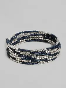 RICHEERA Women Blue & Silver-Toned Silver-Plated Bangle-Style Bracelet