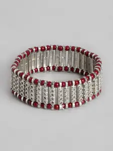 RICHEERA Women Silver-Toned & Red Charm Bracelet