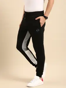 Nautica Men Black Solid Joggers with Contrast Panels