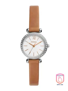 Fossil Women White Dial & Brown Leather Straps Tillie Analogue Watch BQ3504