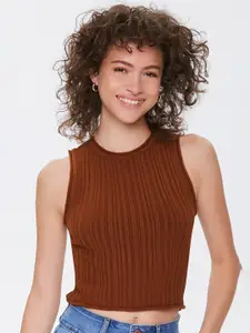 FOREVER 21 Women Brown Crop Sweater Vest
