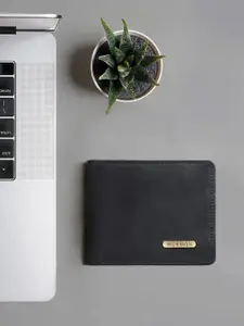 Hidesign Men Solid Black Leather Two Fold Wallet