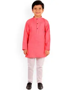 Superminis Boys Pink Regular Pure Cotton Kurta with Pyjamas