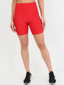 Beau Design Women Red Skinny Fit Sports Shorts