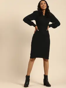 Zink London Black Acrylic Knitted Sheath Dress