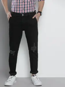 The Indian Garage Co Men Black Slim Fit Mid-Rise Slash Knee Slash Knee Stretchable Jeans