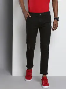 The Indian Garage Co Men Black Slim Fit Low Distress Stretchable Jeans