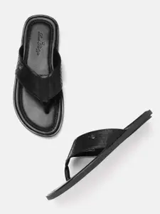 Louis Philippe Men Black Laser Cuts Comfort Sandals