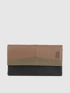 Baggit Women Black & Brown Colourblocked Three Fold Wallet