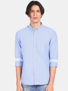 Flying Machine Men Blue Opaque Pure Cotton Casual Shirt