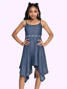 Global Desi Girls Blue Solid Empire Dress