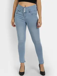 BROADSTAR Women Blue Skinny Fit High-Rise Light Fade Jeans