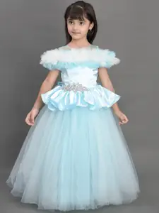 Pink Chick Blue Embellished Satin Maxi Dress