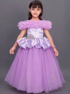 Pink Chick Girls Lavender Satin Maxi Dress