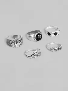Jewels Galaxy Set of 5 Silver-Plated Finger Rings