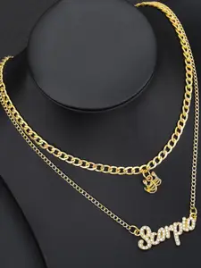 Jewels Galaxy Gold-Plated Stone-Studded Scorpio Sun Sign Layered Necklace