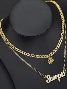 Jewels Galaxy Gold-Plated Stone-Studded Scorpio Sun Sign Layered Necklace