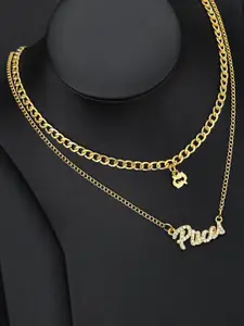 Jewels Galaxy Gold-Plated Pisces Zodiac Stone-Studded Layered Necklace