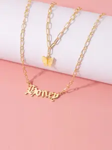 Jewels Galaxy Yellow Gold-Plated Beaded Layered Necklace