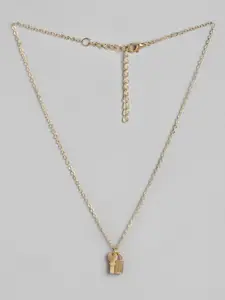 Jewels Galaxy Gold-Plated Lock & Key Charm Necklace