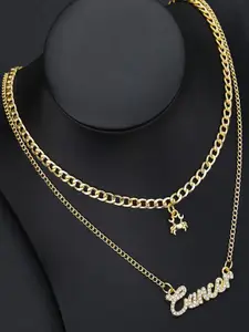Jewels Galaxy Gold-Plated Cancer Zodiac Stone-Studded Layered Necklace
