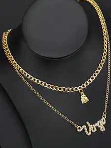 Jewels Galaxy Gold-Plated Virgo Zodiac Stone-Studded Layered Necklace