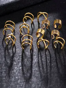 Jewels Galaxy Set of 6 Gold-Toned Classic Ear Cuff Earrings
