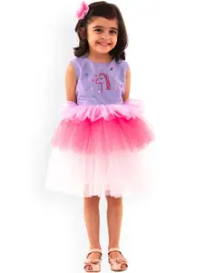 A Little Fable Girls  Lavender & Pink Embellished Dress