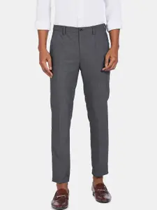 Arrow New York Men Grey Textured Formal Trousers